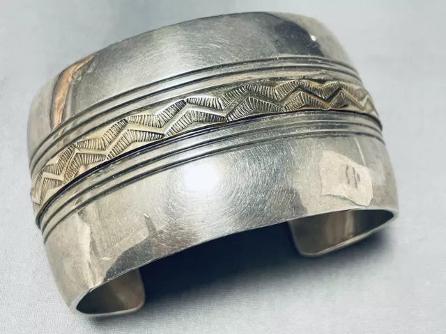 Henrietta Yesele Vintage Navajo Wide Sterling Silver Gold Bracelet
