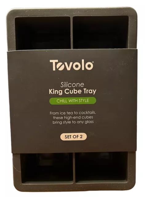 Tovolo King Cube Ice Tray Grey Silicone Set Of 2 Makes Extra Large Cubes New