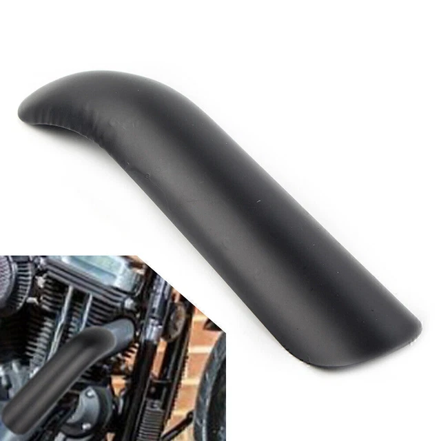 Tubo di scarico nero curvo - scudo termico - copertura tallone per Harley