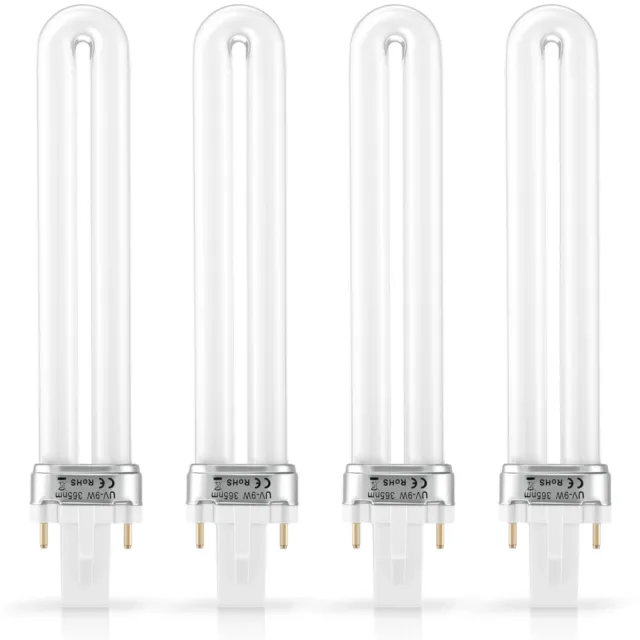 4 piezas tubo de luz secador de uñas 9W en forma de U 365nm bombilla de lámpara UV
