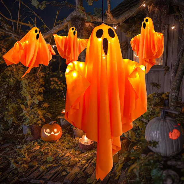 Halloween Geister-Lichterketten, 2-teilig – Batteriebetriebene LED-Geister Zum Aufhängen Für Drinnen & Draußen