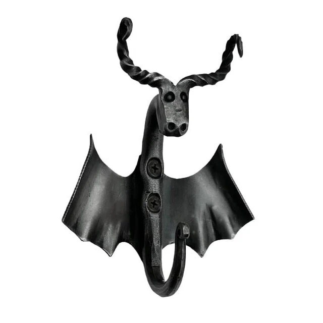 Hand Forged Dragon Wall Hook Wrought Iron Wall Mounted Coat Hook Blacksmith M...