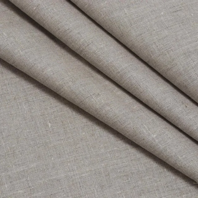 Gregory 100% Linen Fabric Natural | Plain Curtains Cushions Upholstery Per Metre