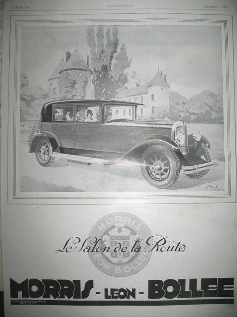 Publicite De Presse Morris-Leon-Bollee Automobile Illustration Wilquin Ad 1929