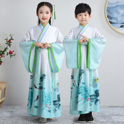 Kid Boy Girl cinese uniforme HANFU Tang Tuta ricamata antica Danza Fase