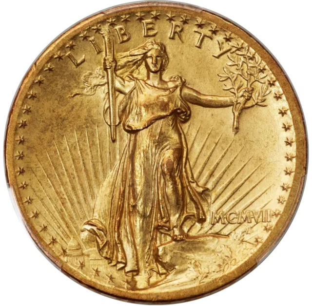 1907 U.S. High Relief Saint-Gaudens Double Eagle Gold Coin PCGS Uncirculated