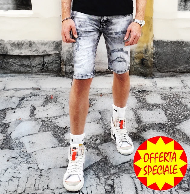 BERMUDA DI JEANS uomo neri slim fit con strappi pantaloni corti RDV EUR 15 00 PicClick IT
