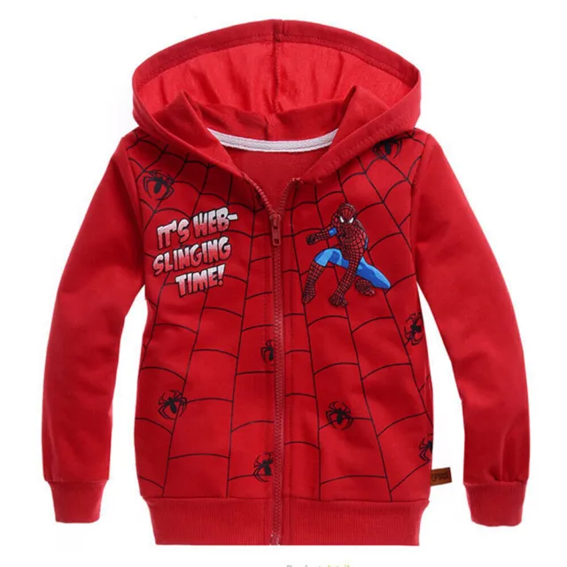 Boys Kids Hoodie Spiderman Coat Sweater Jacket Tops Costume Clothes Winter Fall~