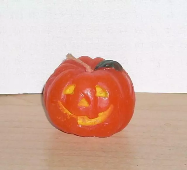 Vintage 1980's Halloween Pumpkin Jack-O-Lantern Candle Decoration