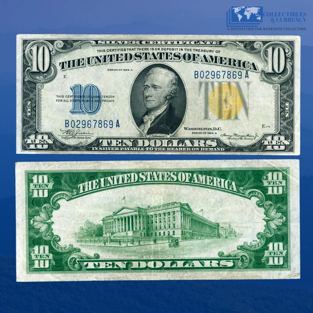 Fr.2309 1934A $10 Silver Certificate Yellow Seal "North Africa", XF #67869