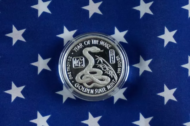 GSM 2013 Year Of The Snake Uncirculated 1oz .999 Fine Solid Silver Round   C