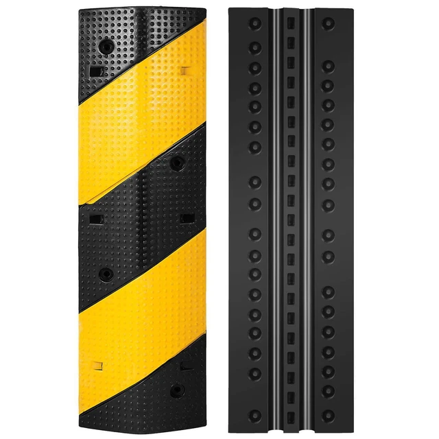 3Feet of 2-Channel Rubber Speed Bump Driveway Modular Heavy Duty Cable Protector