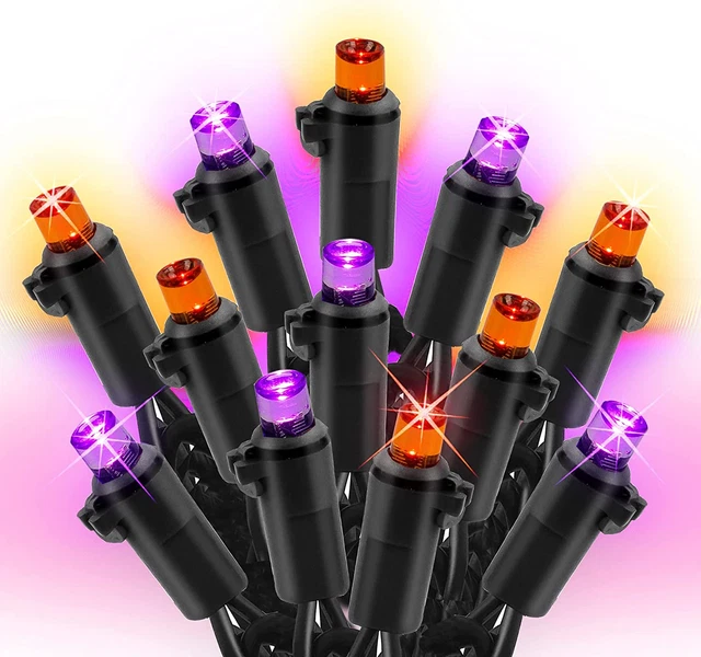 Dazzle Bright Purple & Orange Halloween 33FT 100 LED String Lights, Waterproof C