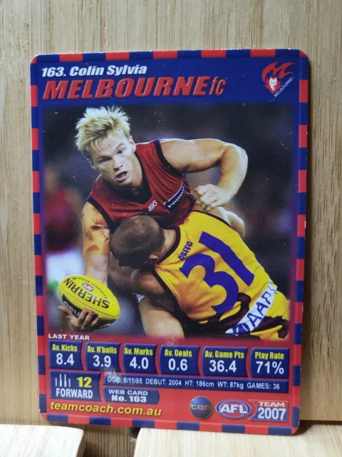 COLIN SYLVIA🏆2007 Teamcoach #163  MELBOURNE  AFL Trading Card🏆