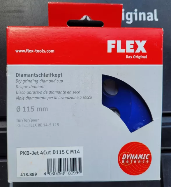 FLEX 115mm Diamant PKD Schleifkopf PKD JET 418.889 für RETECFLEX RE 14 5 115 418