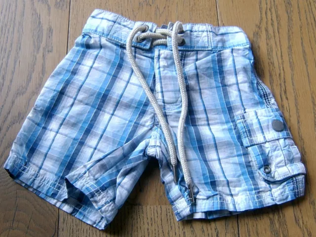 Country Road Baby Boys Blue Checked Board Shorts Sz 3 - 6  Months