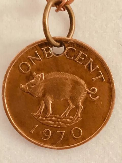 Vintage Bermuda Coin Pendant One Cent Necklace Wild Bore Custom Made Rare coins