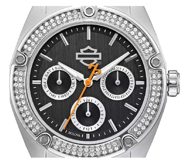 BULOVA FOR HARLEY DAVIDSON 76N102 Stainless Steel Swarovski