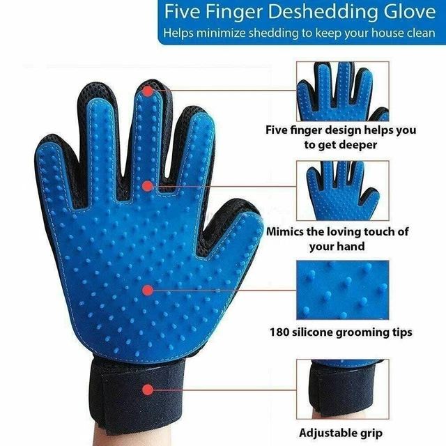 Pet Hair Gloves Brush Remover 1 Pair Dog Cat Comb Fur Mitt Massage Grooming Bath 8