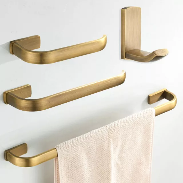 Antique Brass Bathroom Accessories Set Robe Hook Paper Holder Towel Ring Bar