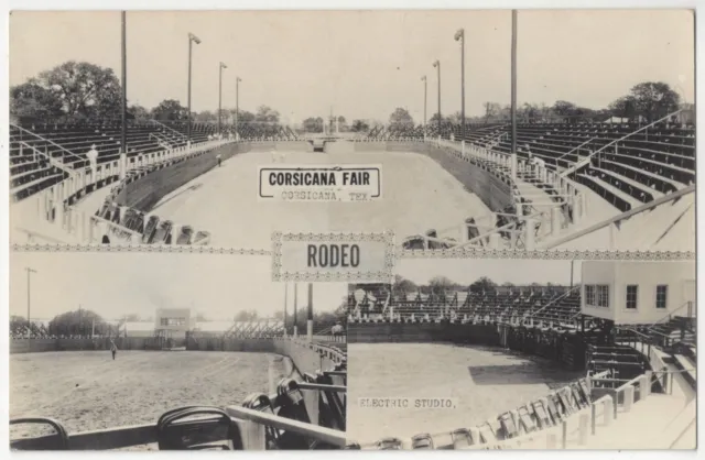 1938 Corsicana Fair, Texas - REAL PHOTO Rodeo Stadium - Vintage Postcard