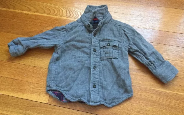 Baby Gap Gray Heavyweight Long-sleeved Button Shirt, size 12-18 months