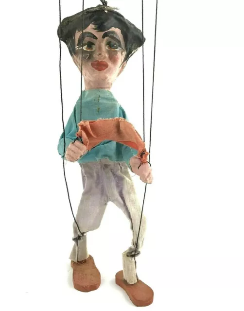 Antique Vintage American Handmade Folk Art Marionette Doll Puppet 14"