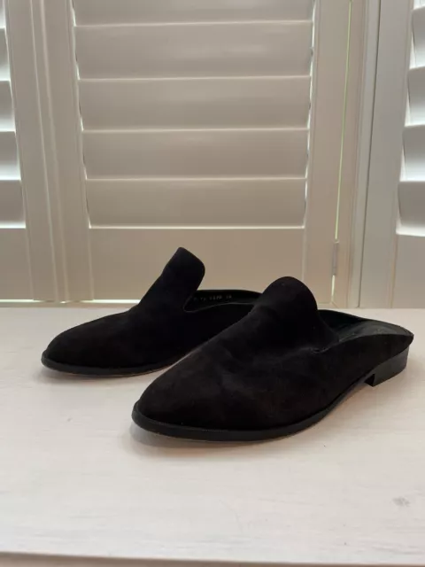 Robert Clergerie Alice Mules 37.5 EU / 7 US Black Suede Slip On Flats France