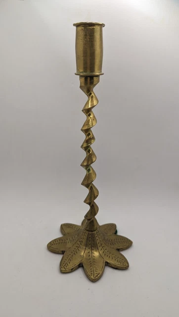 Vintage Ornate Solid Brass Candlestick Holder 10” Tall & Heavy