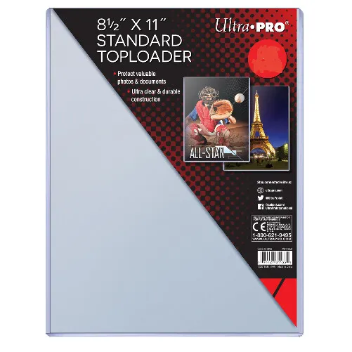 Lot of 5 Individual 8-1/2 (8.5") X 11 Ultra PRO Toploaders for Photos & Cards