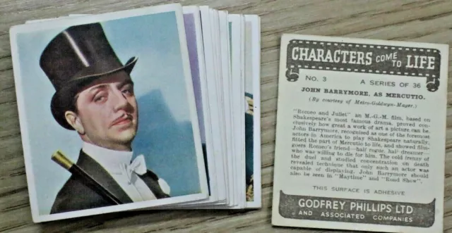 Characters Come To Life, 1938 , Film Stars ,  Godfrey Phillips Cigarette Cards