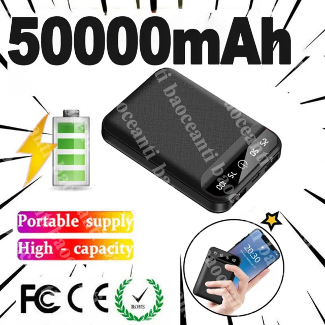 POWER BANK 50000MAH Batteria Esterna Portatile con 2 Porte USB per iPhone  EUR 15,28 - PicClick IT