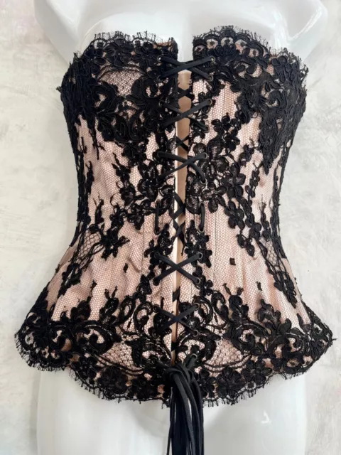 Bustier corsetto basco RAWHIDE su misura rosa nudo nero pizzo impreziosito 10-14
