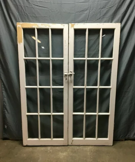 Pair Antique 12 Lite Casement Cabinet Cupboard Windows Vintage 23x60 Old 500-22B