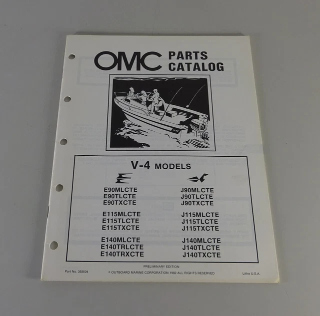 PARTS CATALOG OMC Evinrude / Johnson Outboards V4 90140 HP Models