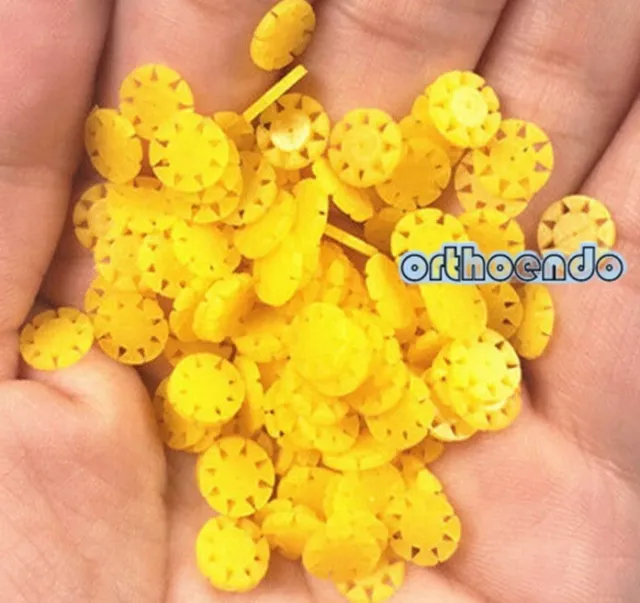 100 Pcs Dental Memo Diagnostic Disc Marking Circle Ring Counting Stopper Yellow