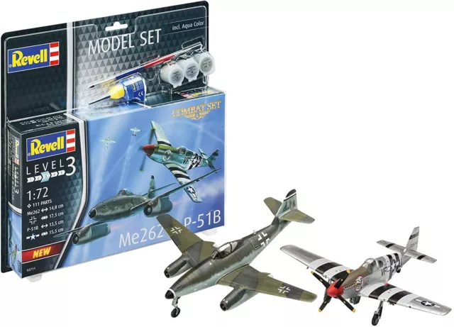 REVELL, Me262 & P-51B Mustang Combat Set to assemble and paint, 1/72, REV63711