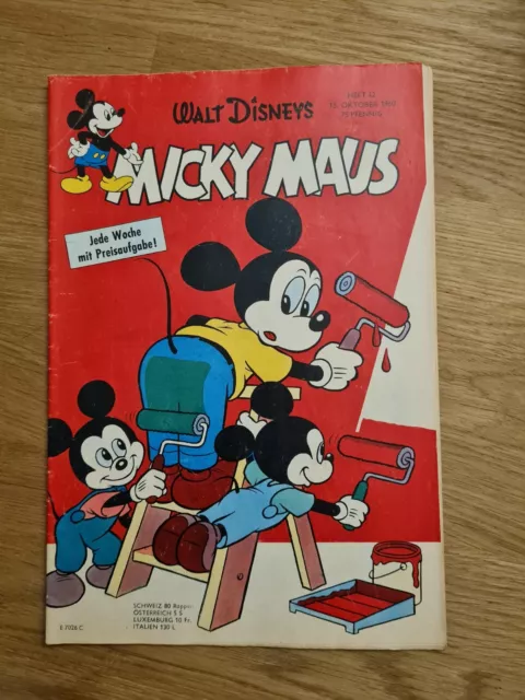 Micky Maus Heft Nr.42 von 1960 (Z 1-2) mit Sammelmarke+Sammelbild