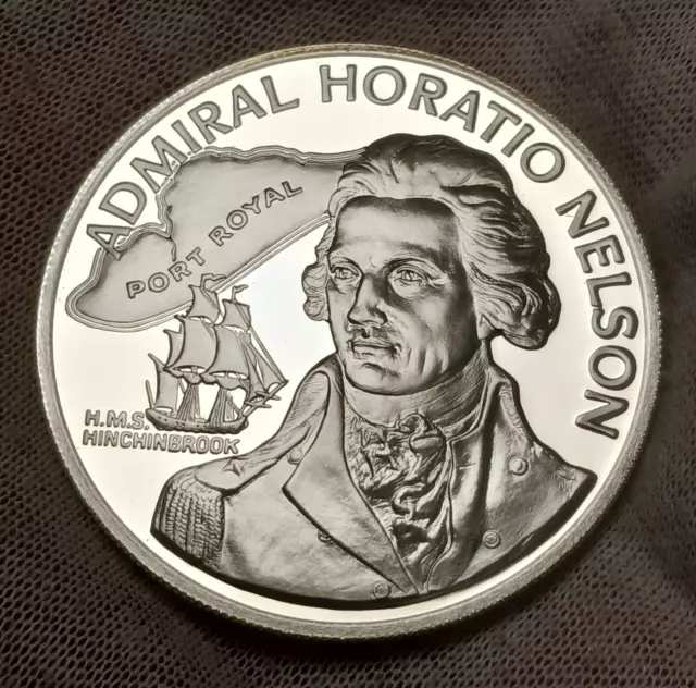 1976 Jamaica $10 - Extra Large Proof - 925 Silver - Horatio Nelson - Ten Dollars