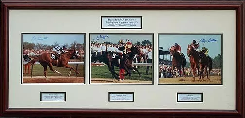 Decade of Champions Secretariat, Seattle Slew, Affirmed Framed Signed