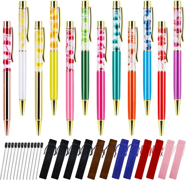 12 Pz Liquido Floreale Penne a Sfera, Fancy Metal Penne Fiore Uniche Con 12 Pz N