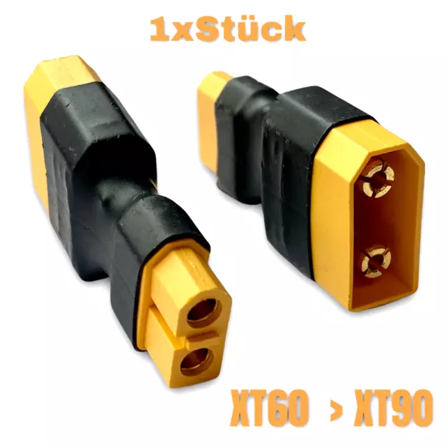 ✅ 1x Adapter XT90 Male Buchse auf XT60 Female Stecker Lipo Akku 90A RC 2Pin ✅