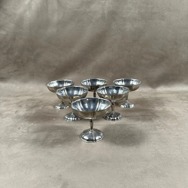 Coupes à Glace Ou Sorbet, Lot De 6 Avec Cuillères , En Inox 18 10 Ref14