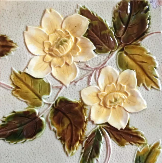 Antique  English Majolica Tile 1891   price reduced