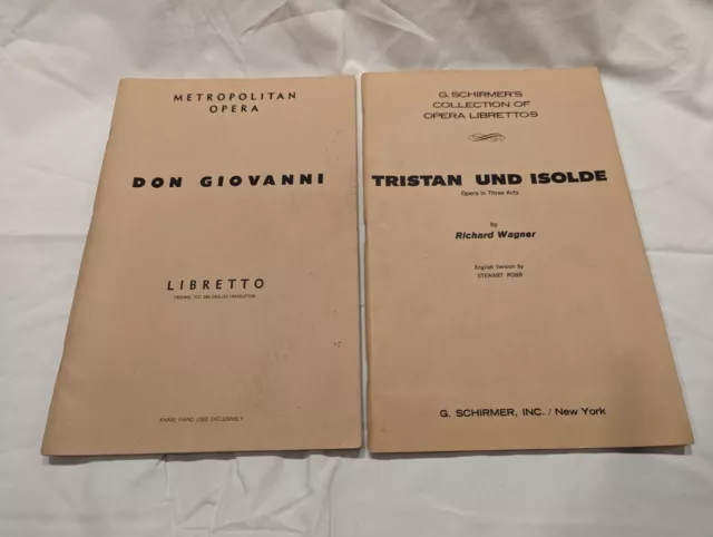 Mozart's Don Giovanni & Wagner's Tristan Und Isolde Lot of 2 Opera Librettos
