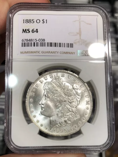 1885-O Morgan Dollar graded MS64 by NGC Flashy Mostly White Coin Nice