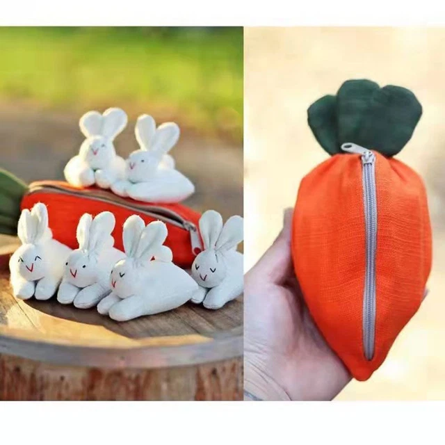 Fun Ornaments Carrot Coin Purse Three Rabbits Carrot Wallets Easter Bunny Gift