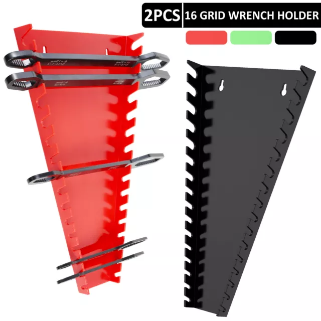 2X 16 Slots Wrench Organizer Storage Plastic Rack Plastic Spanner Tools Holder 3