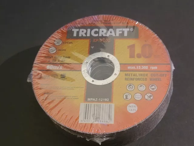 (PACK OF 25) Tricraft X Plus 115 x1.0 x 22.23 Mm Cut Off Wheel Disc (4.5 Inch)