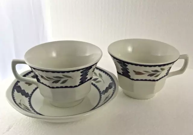 Three Pieces Wedgwood ADAMS Ironstone LANCASTER Two Cups & One Saucer Coffee Tea